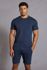 Navy t shirt men crew neck clean modern silhouette